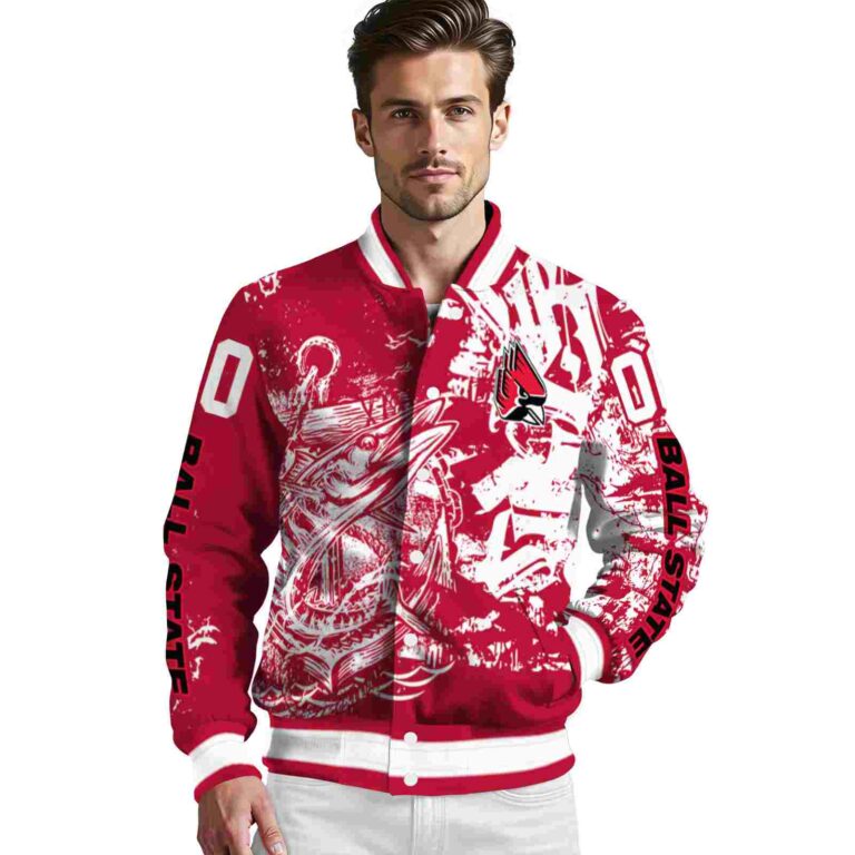 customized ball state cardinals fishing art red jacket high quality