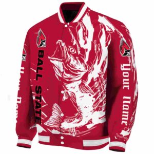 customized ball state cardinals fishing passion red white jacket best selling