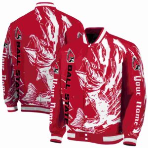 customized ball state cardinals fishing passion red white jacket fashion forward