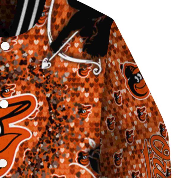 customized baltimore orioles heart explosion orange jacket premium grade