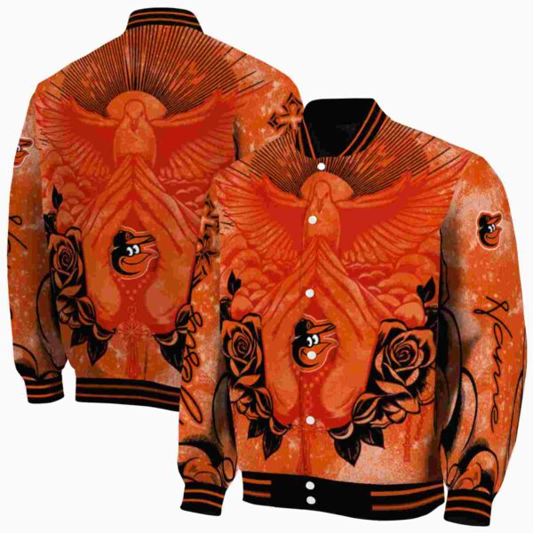 customized baltimore orioles praying hands orange jacket fashion forward