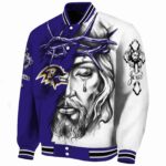 customized baltimore ravens jesus tears purple white jacket best selling