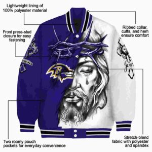 customized baltimore ravens jesus tears purple white jacket new arrival