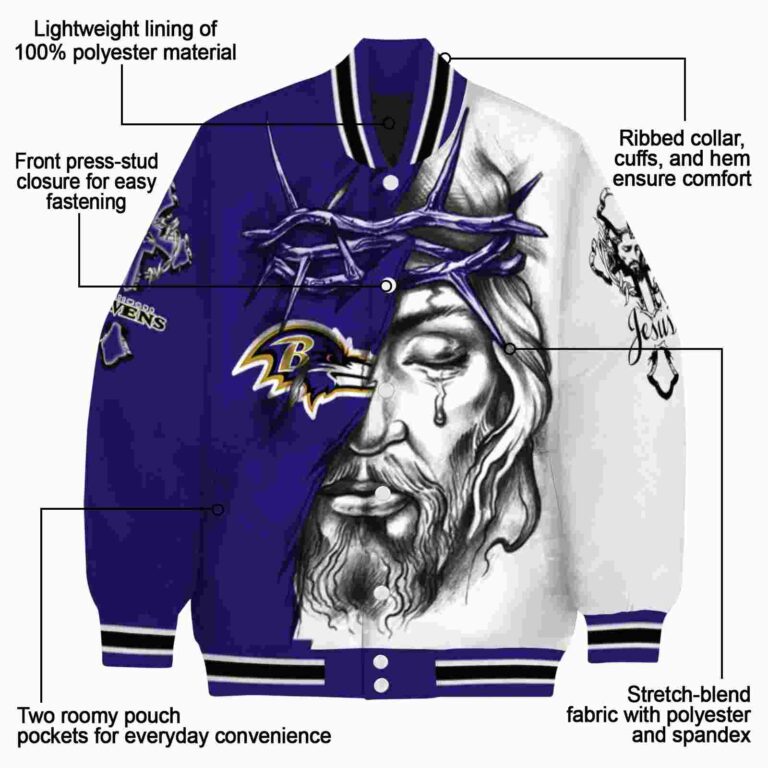 customized baltimore ravens jesus tears purple white jacket new arrival