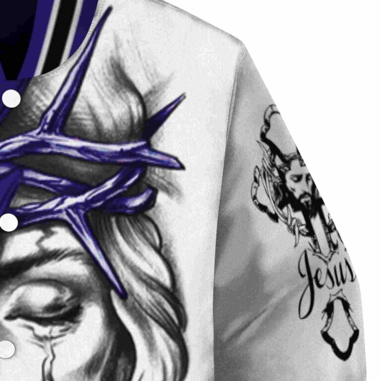 customized baltimore ravens jesus tears purple white jacket premium grade