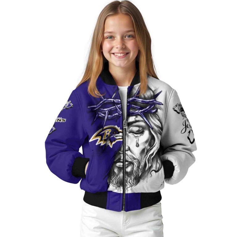 customized baltimore ravens jesus tears purple white jacket top rated