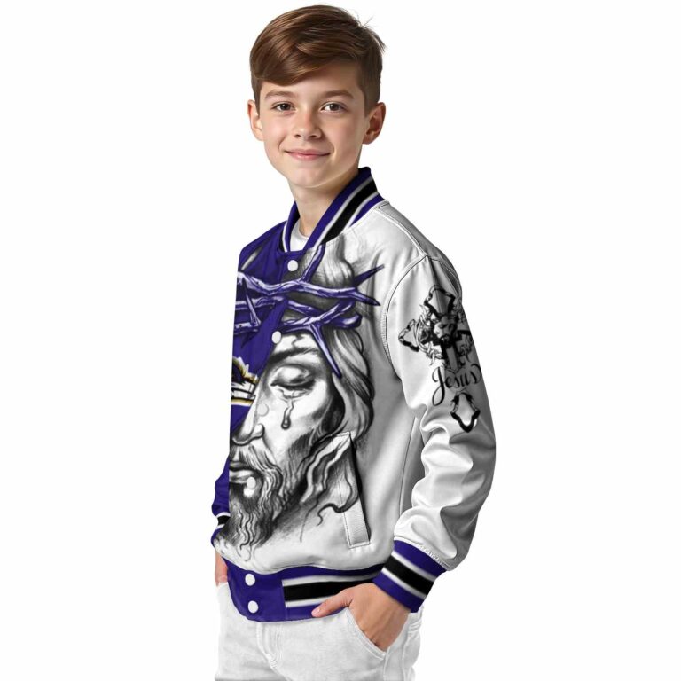 customized baltimore ravens jesus tears purple white jacket trendy
