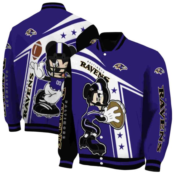 customized baltimore ravens mickey football purple white jacket fashion forward