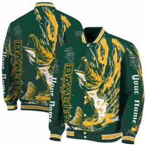 customized baylor bears fishing passion green white jacket fashion forward