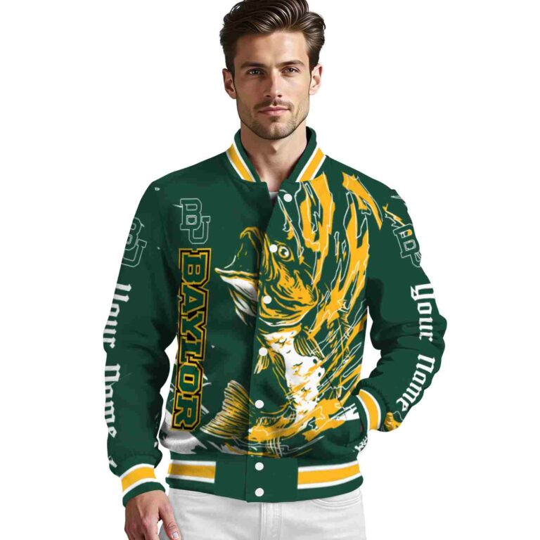 customized baylor bears fishing passion green white jacket high quality