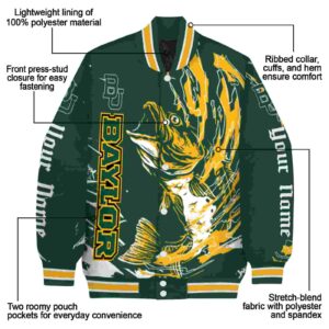 customized baylor bears fishing passion green white jacket new arrival