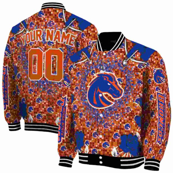 customized boise state broncos heart explosion orange jacket fashion forward