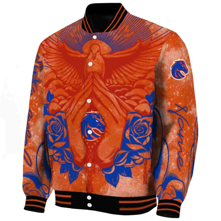 customized boise state broncos praying hands orange jacket best selling
