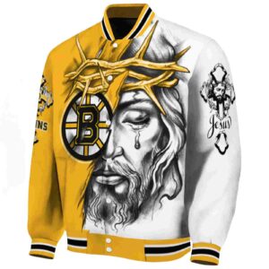 customized boston bruins jesus tears gold white jacket best selling