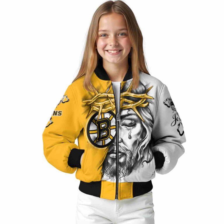 customized boston bruins jesus tears gold white jacket top rated