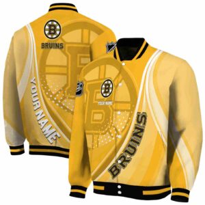 customized boston bruins wave patterns gold jacket fashion forward