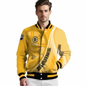 customized boston bruins wave patterns gold jacket high quality