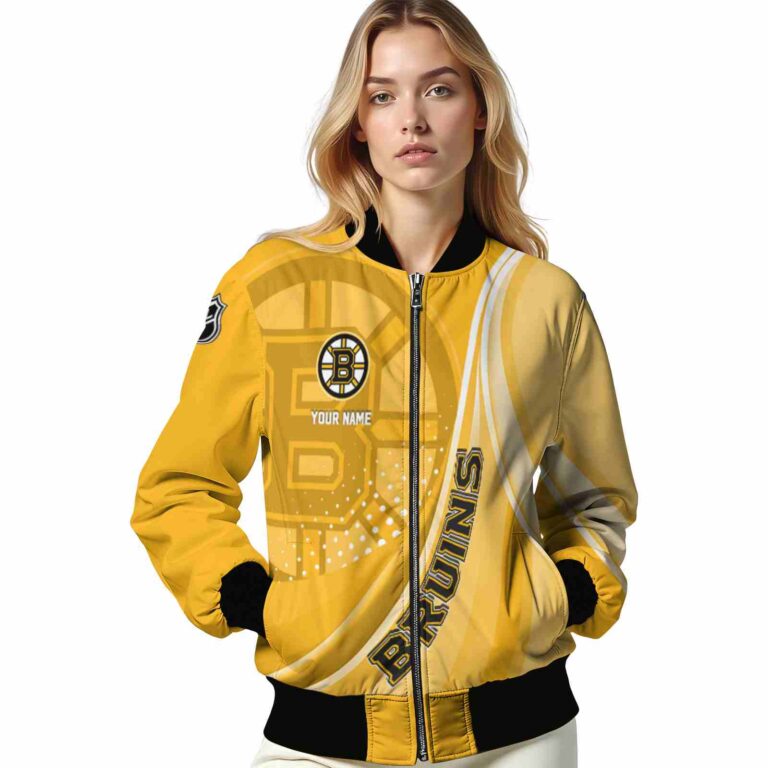 customized boston bruins wave patterns gold jacket latest model