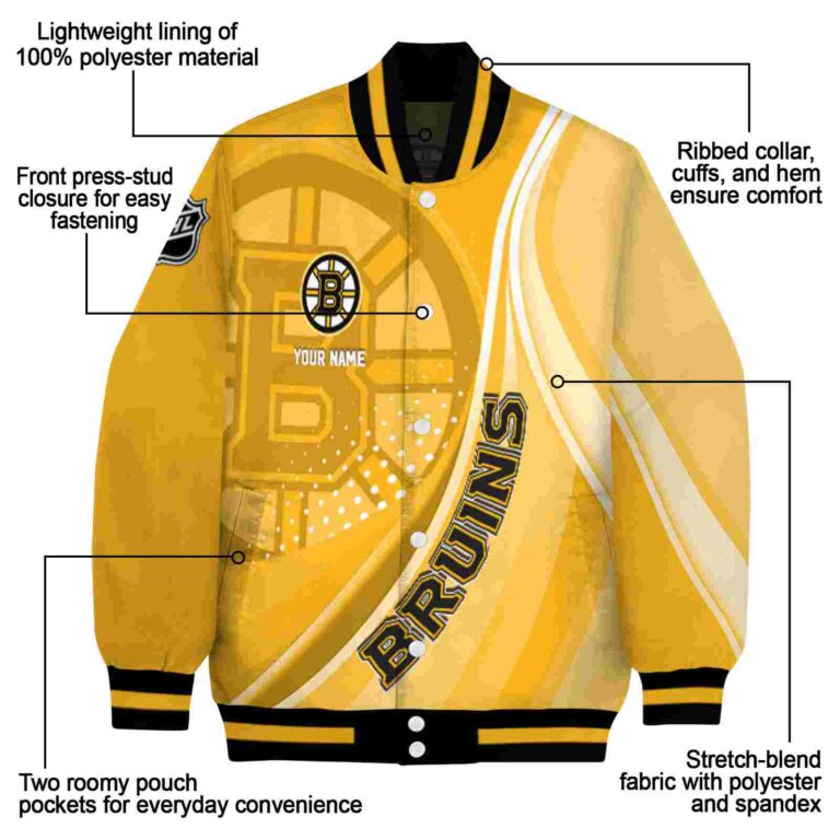 customized boston bruins wave patterns gold jacket new arrival