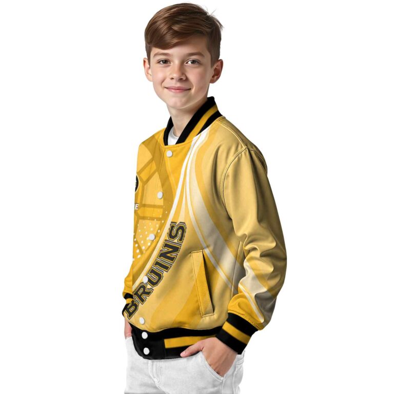 customized boston bruins wave patterns gold jacket trendy