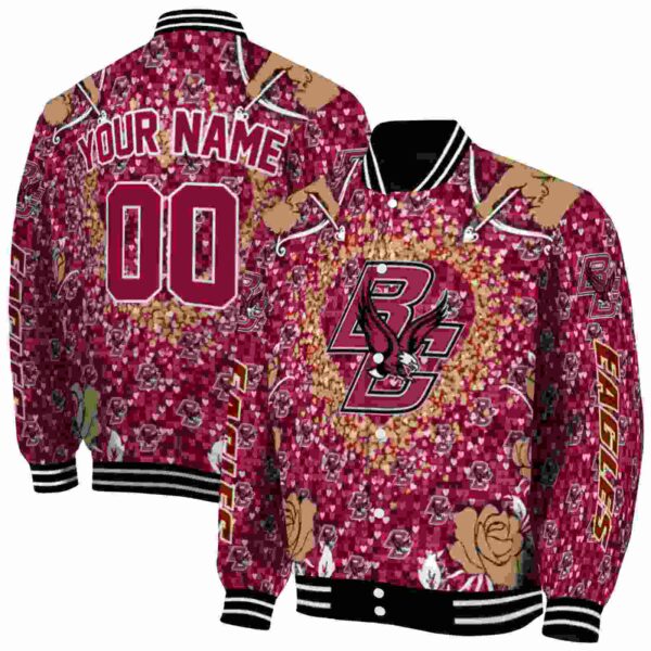 customized boston college eagles heart explosion maroon jacket fashion forward