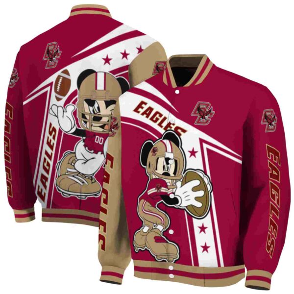 customized boston college eagles mickey football maroon white jacket fashion forward
