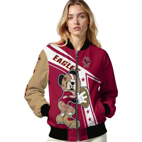 customized boston college eagles mickey football maroon white jacket latest model