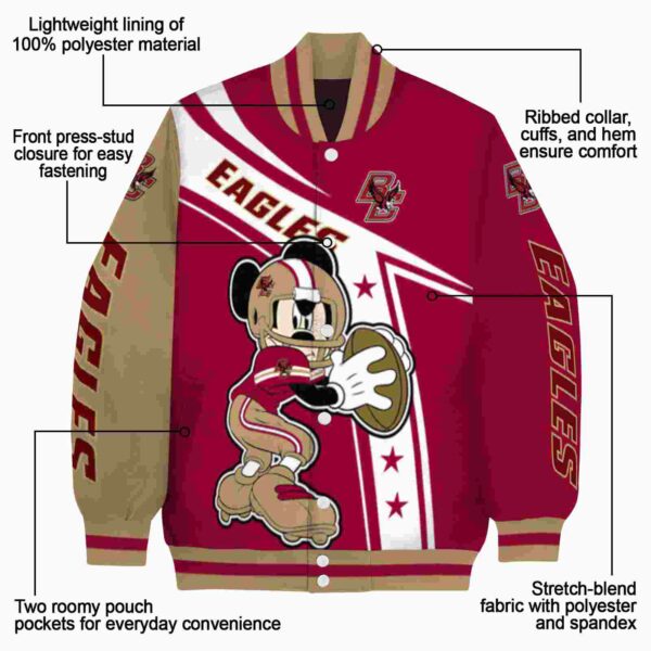 customized boston college eagles mickey football maroon white jacket new arrival