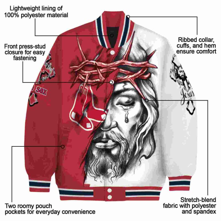 customized boston red sox jesus tears red white jacket new arrival