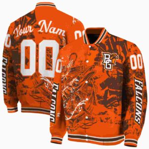customized bowling green falcons fishing art orange jacket fashion forward