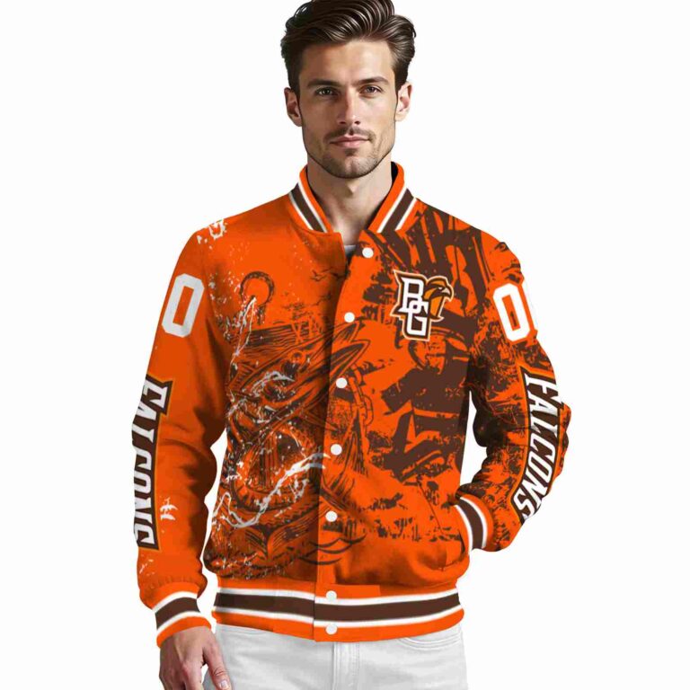 customized bowling green falcons fishing art orange jacket high quality