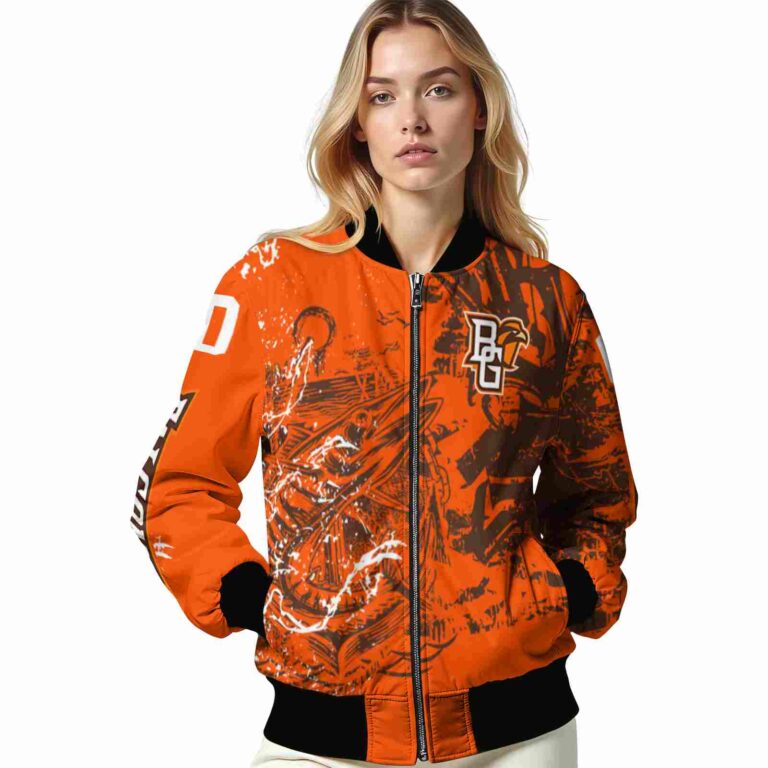 customized bowling green falcons fishing art orange jacket latest model