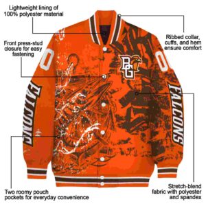 customized bowling green falcons fishing art orange jacket new arrival