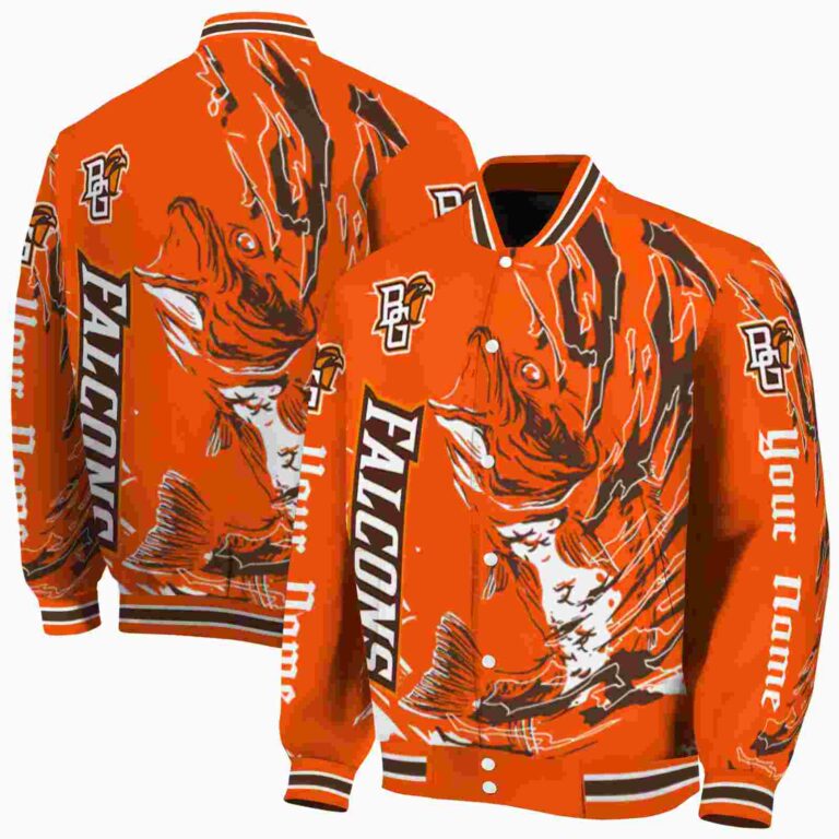 customized bowling green falcons fishing passion orange white jacket fashion forward