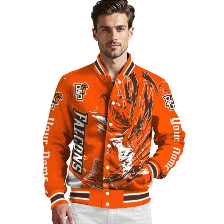 customized bowling green falcons fishing passion orange white jacket high quality