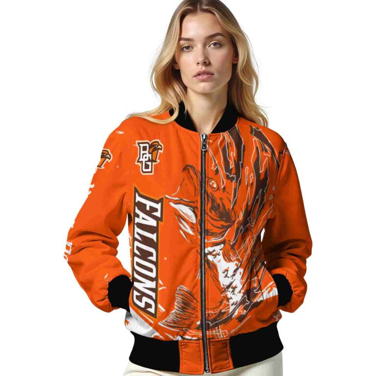 customized bowling green falcons fishing passion orange white jacket latest model