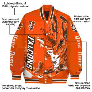 customized bowling green falcons fishing passion orange white jacket new arrival