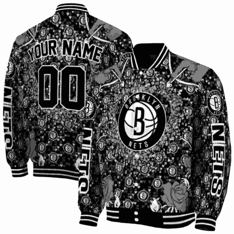 customized brooklyn nets heart explosion black jacket fashion forward