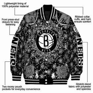 customized brooklyn nets heart explosion black jacket new arrival