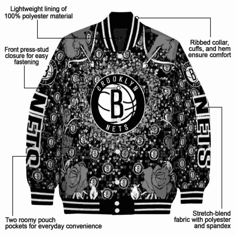 customized brooklyn nets heart explosion black jacket new arrival