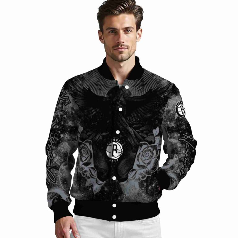 customized brooklyn nets praying hands black jacket high quality
