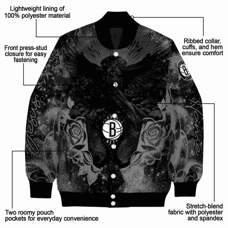customized brooklyn nets praying hands black jacket new arrival