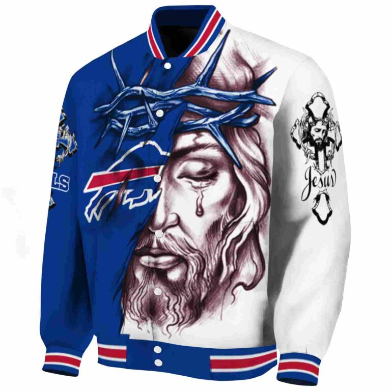 customized buffalo bills jesus tears blue white jacket best selling