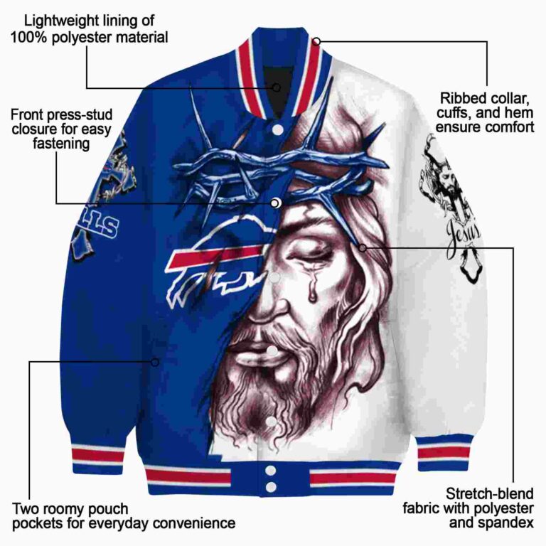 customized buffalo bills jesus tears blue white jacket new arrival