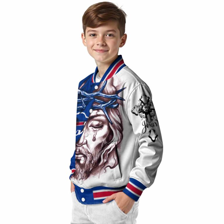 customized buffalo bills jesus tears blue white jacket trendy