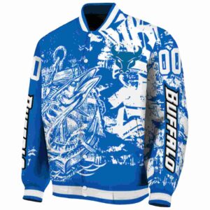 customized buffalo bulls fishing art royal blue jacket best selling