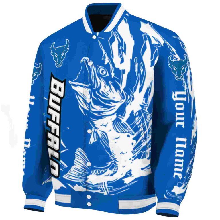 customized buffalo bulls fishing passion royal blue white jacket best selling
