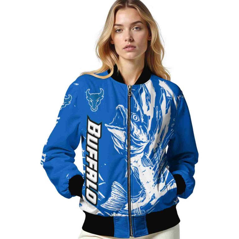 customized buffalo bulls fishing passion royal blue white jacket latest model