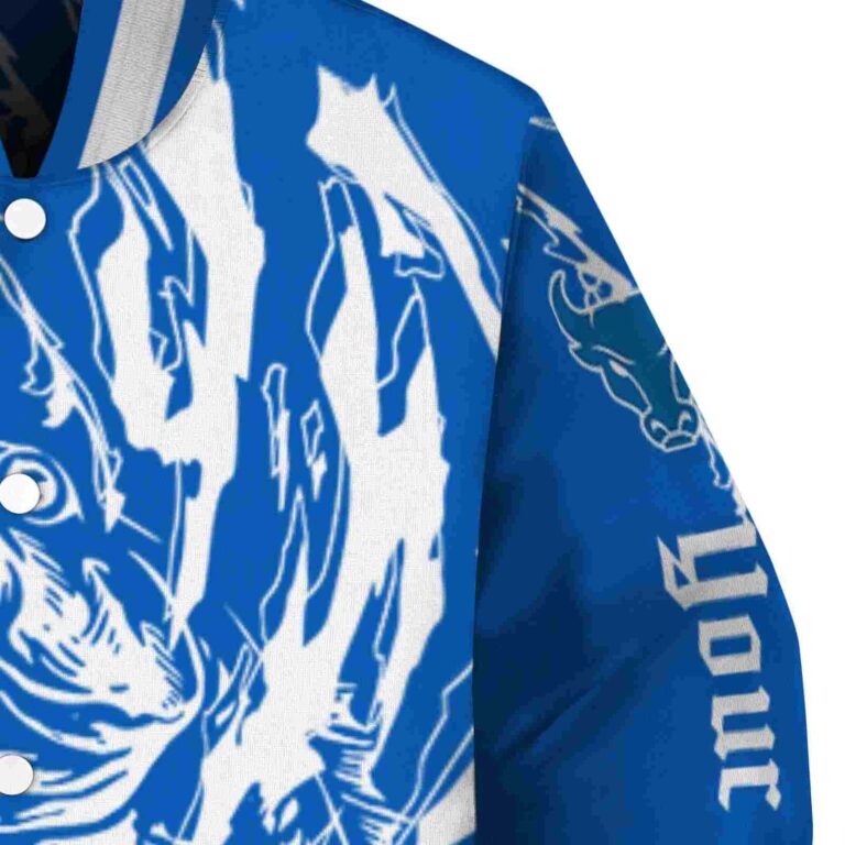 customized buffalo bulls fishing passion royal blue white jacket premium grade