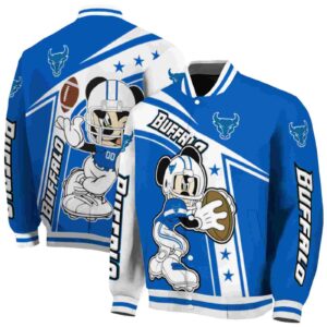 customized buffalo bulls mickey football royal blue white jacket fashion forward